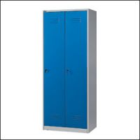 ШКАФЫ МЕТАЛЛИЧЕСКИЕ ГАРДЕРОБНЫЕ СВАРНЫЕ (РОССИЯ) ОД-421 1820-830-500 61 кг Двухсекционный, полки, перекладины, крючки (Екатеринбург)